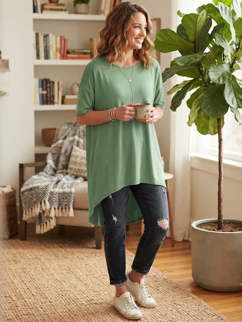 Green Lularoe Women's high low Top